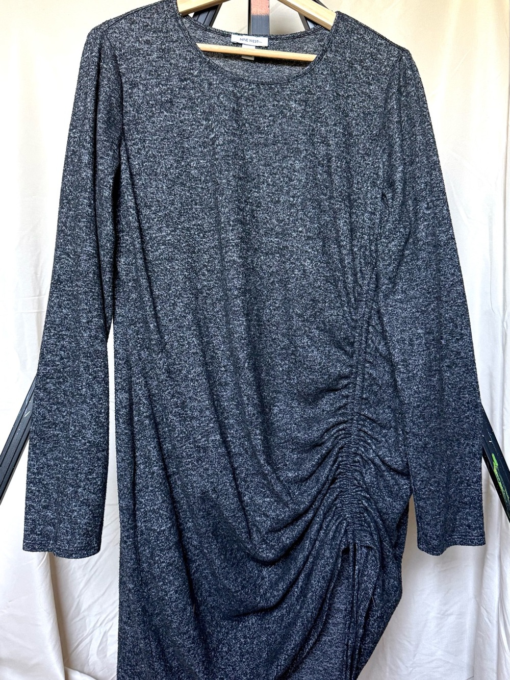 Charcoal Ruched Long Sleeve Dress
